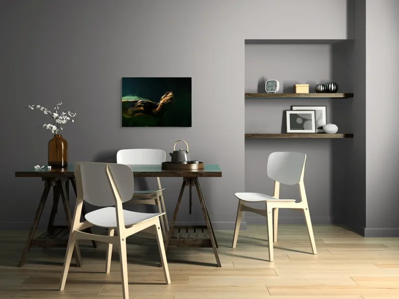 Tablou Canvas, "Broasca țestoasă în profunzimea apei", Tortură, Acvatic, Întuneric, Privire, Solitară, 70 x 50 cm – poza 5