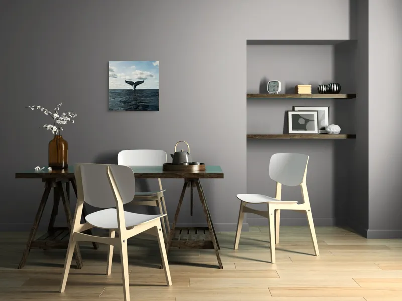 Tablou Canvas, "În adâncurile mării albastre", Cer, Nor, Coada, Balena, Ocean, Valuri, Orizont, Libertate, 50 x 50 cm – poza 8