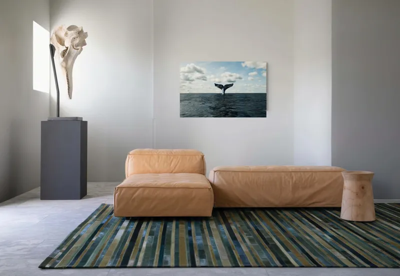 Tablou Canvas, "În adâncurile mării albastre", Cer, Nor, Coada, Balena, Ocean, Valuri, Orizont, Libertate, 90 x 50 cm – poza 8