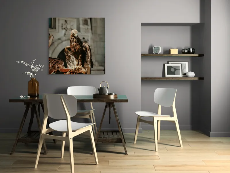 Tablou Canvas, "Vulturul paznic al cetății regale", Vultur, Impunător, Majestuos, Pradator, Elegant, Siluetă, Stăpânitor, Fundal, Natural, Sculptural, 100 x 100 cm – poza 6