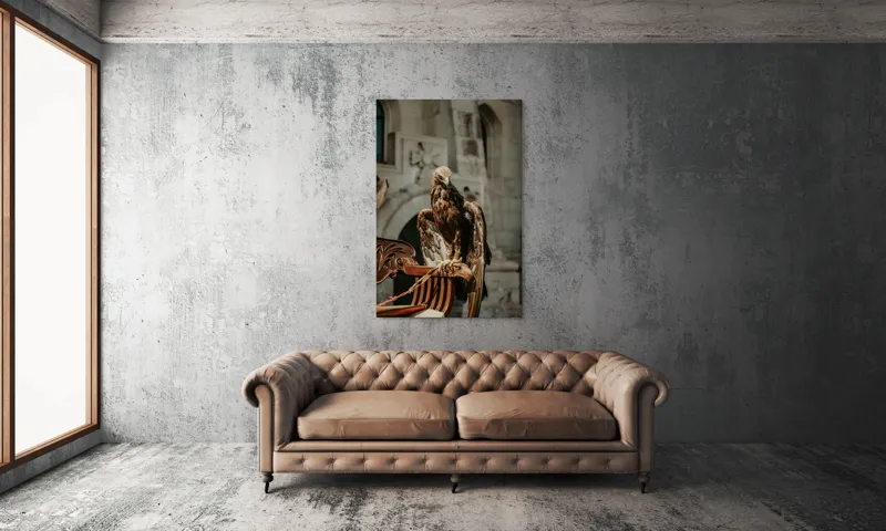 Tablou Canvas, "Vulturul paznic al cetății regale", Vultur, Impunător, Majestuos, Pradator, Elegant, Siluetă, Stăpânitor, Fundal, Natural, Sculptural, 100 x 150 cm – poza 6