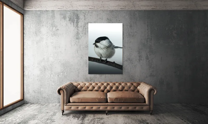 Tablou Canvas, "Micuța pasăre pe crenguță subțire", Păsărică, Ramură, Cer, Natură, Blăniță, Delicatețe, Încântare, Contrast, Panoramă, Seninătate, 100 x 150 cm – poza 6