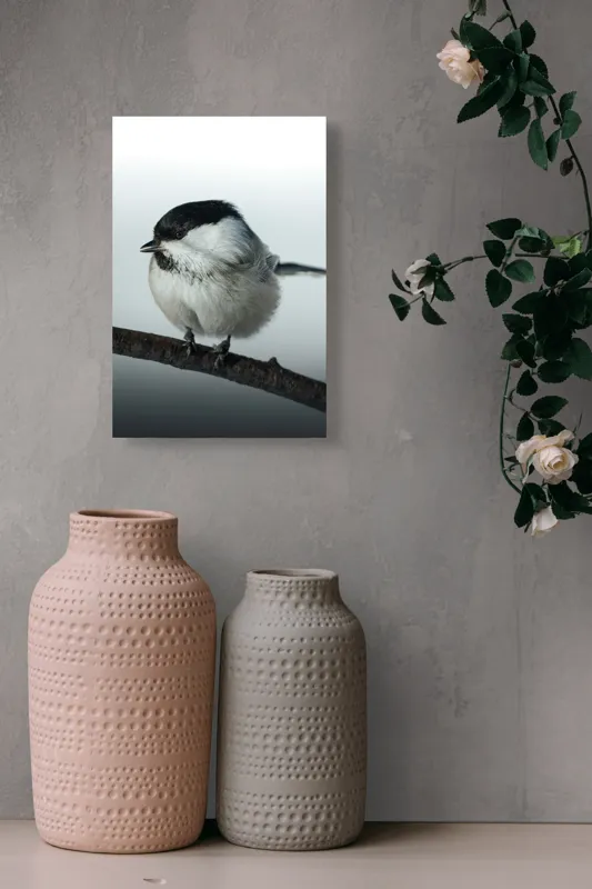 Tablou Canvas, "Micuța pasăre pe crenguță subțire", Păsărică, Ramură, Cer, Natură, Blăniță, Delicatețe, Încântare, Contrast, Panoramă, Seninătate, 26 x 39 cm – poza 6
