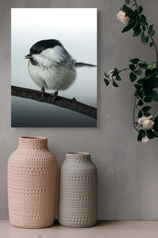Tablou Canvas, "Micuța pasăre pe crenguță subțire", Păsărică, Ramură, Cer, Natură, Blăniță, Delicatețe, Încântare, Contrast, Panoramă, Seninătate, 39 x 54 cm – poza 6