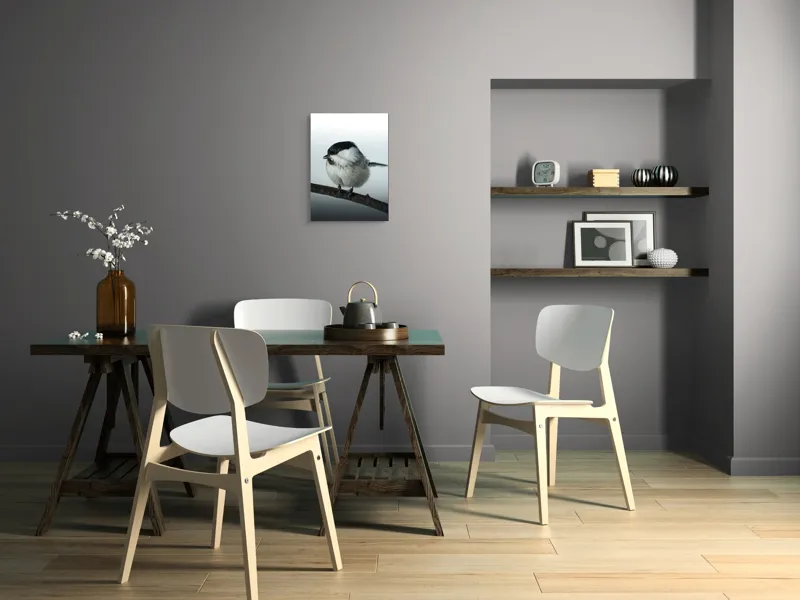 Tablou Canvas, "Micuța pasăre pe crenguță subțire", Păsărică, Ramură, Cer, Natură, Blăniță, Delicatețe, Încântare, Contrast, Panoramă, Seninătate, 39 x 54 cm – poza 7