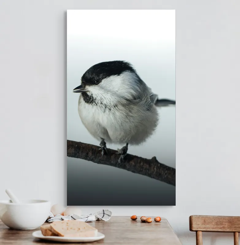 Tablou Canvas, "Micuța pasăre pe crenguță subțire", Păsărică, Ramură, Cer, Natură, Blăniță, Delicatețe, Încântare, Contrast, Panoramă, Seninătate, 50 x 90 cm – poza 3