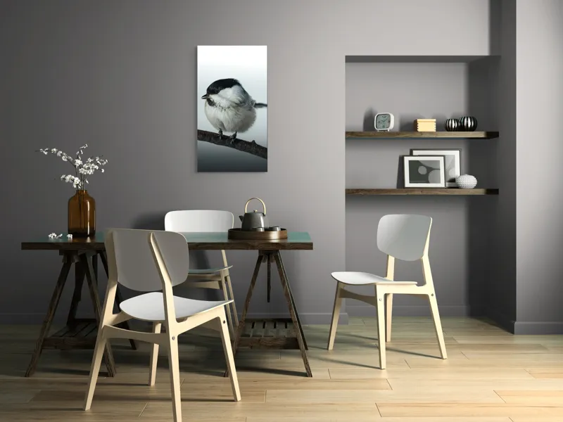 Tablou Canvas, "Micuța pasăre pe crenguță subțire", Păsărică, Ramură, Cer, Natură, Blăniță, Delicatețe, Încântare, Contrast, Panoramă, Seninătate, 50 x 90 cm – poza 4