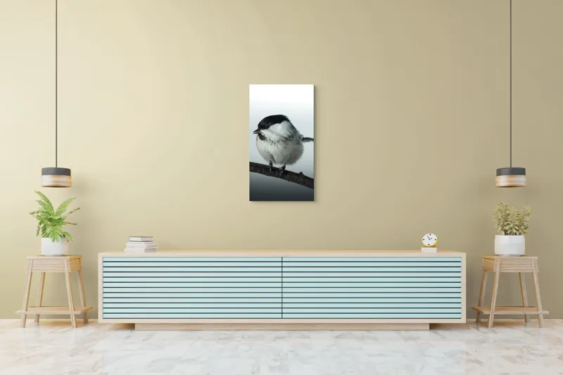 Tablou Canvas, "Micuța pasăre pe crenguță subțire", Păsărică, Ramură, Cer, Natură, Blăniță, Delicatețe, Încântare, Contrast, Panoramă, Seninătate, 50 x 90 cm – poza 6