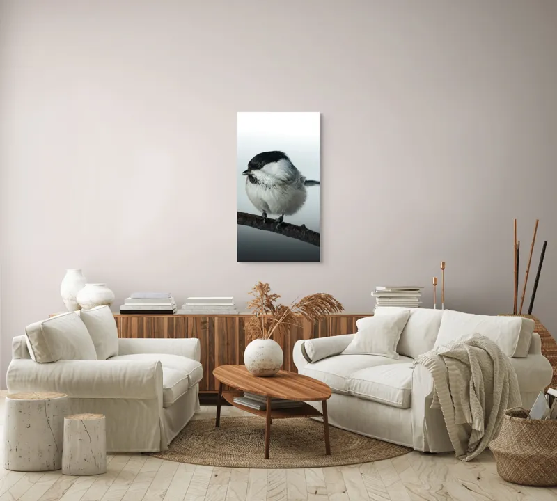Tablou Canvas, "Micuța pasăre pe crenguță subțire", Păsărică, Ramură, Cer, Natură, Blăniță, Delicatețe, Încântare, Contrast, Panoramă, Seninătate, 50 x 90 cm – poza 7