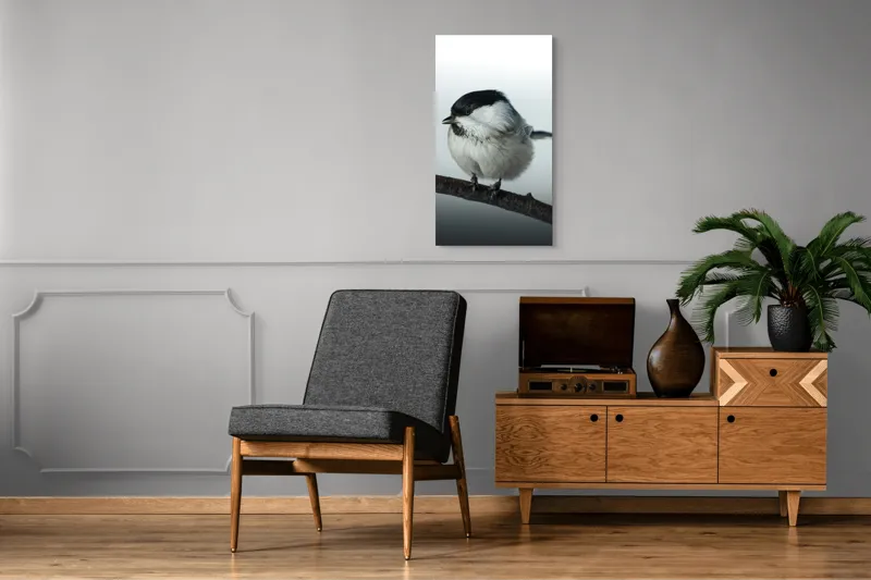 Tablou Canvas, "Micuța pasăre pe crenguță subțire", Păsărică, Ramură, Cer, Natură, Blăniță, Delicatețe, Încântare, Contrast, Panoramă, Seninătate, 50 x 90 cm – poza 8