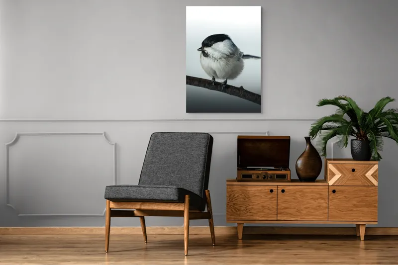 Tablou Canvas, "Micuța pasăre pe crenguță subțire", Păsărică, Ramură, Cer, Natură, Blăniță, Delicatețe, Încântare, Contrast, Panoramă, Seninătate, 70 x 100 cm – poza 6
