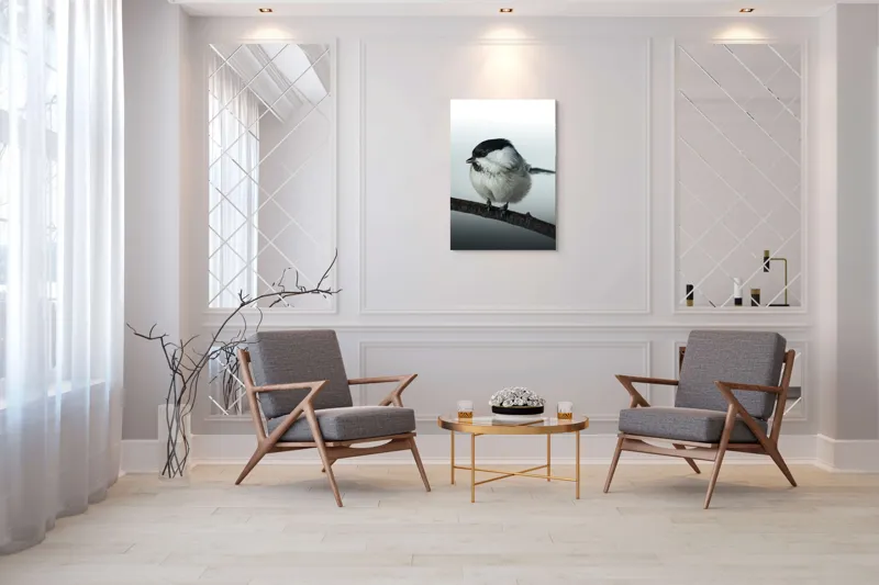 Tablou Canvas, "Micuța pasăre pe crenguță subțire", Păsărică, Ramură, Cer, Natură, Blăniță, Delicatețe, Încântare, Contrast, Panoramă, Seninătate, 70 x 100 cm – poza 8