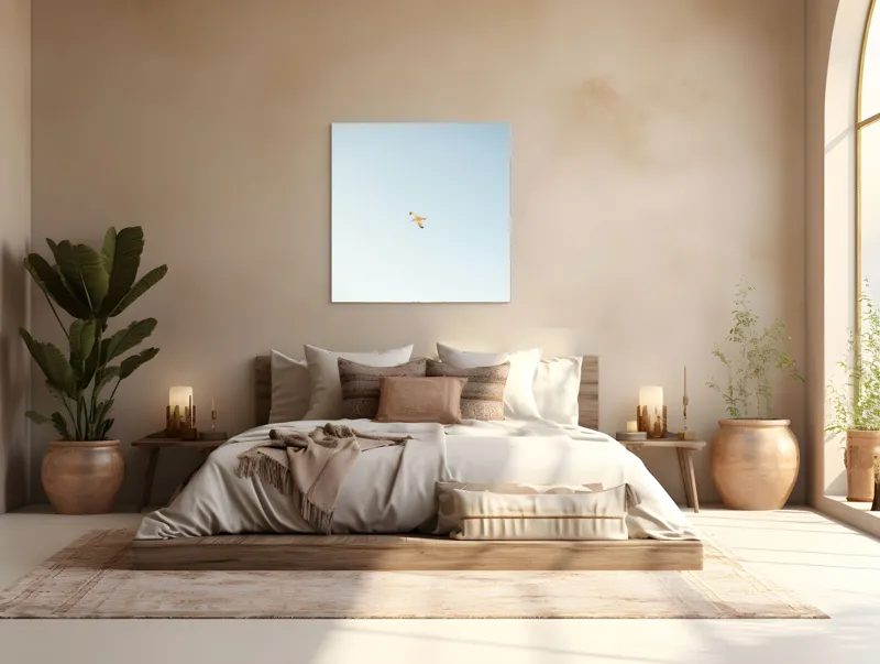 Tablou Canvas, "Zbor lin prin cer senin", Pasăre, Cer, Zbor, Libertate, Liniște, Simplitate, Seninătate, Înalțare, 100 x 100 cm – poza 4