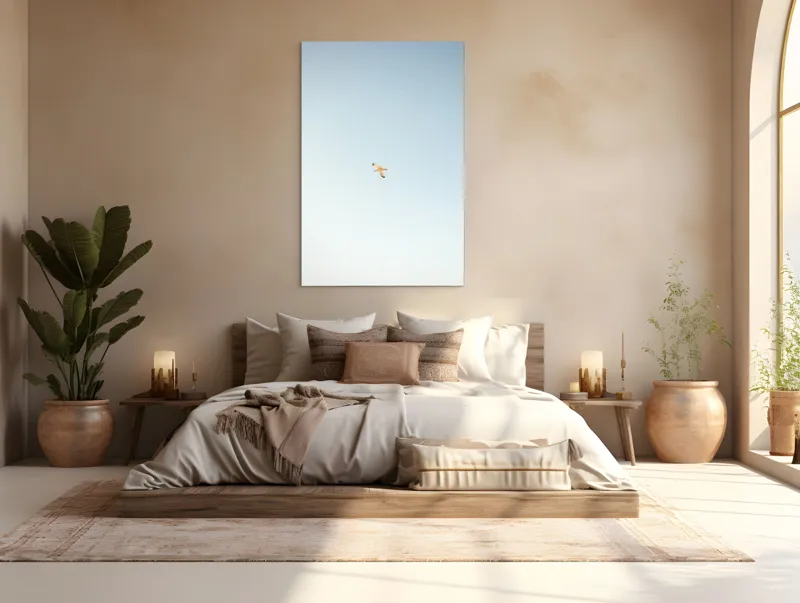 Tablou Canvas, "Zbor lin prin cer senin", Pasăre, Cer, Zbor, Libertate, Liniște, Simplitate, Seninătate, Înalțare, 100 x 150 cm – poza 3