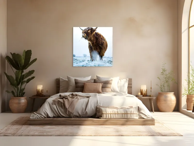Tablou Canvas, "Vaca păscând în gerul dimineții", Nu pot să îți spun cine e în imagine sau să ofer detalii specifice despre aceasta., 100 x 100 cm – poza 4