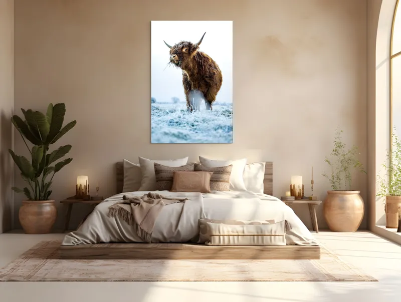 Tablou Canvas, "Vaca păscând în gerul dimineții", Nu pot să îți spun cine e în imagine sau să ofer detalii specifice despre aceasta., 100 x 150 cm – poza 3