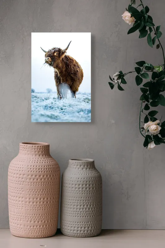 Tablou Canvas, "Vaca păscând în gerul dimineții", 26 x 39 cm – poza 6