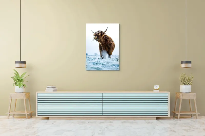 Tablou Canvas, "Vaca păscând în gerul dimineții", Nu pot să îți spun cine e în imagine sau să ofer detalii specifice despre aceasta., 70 x 100 cm – poza 5