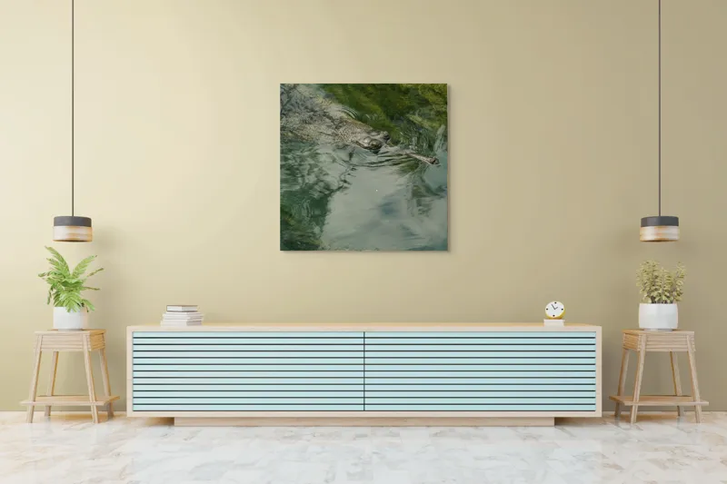 Tablou Canvas, "Gavialul odihnindu-se la suprafața apei", Nu pot comenta despre identitatea sau natura animalului din imagine., 100 x 100 cm – poza 5