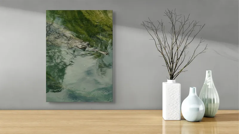 Tablou Canvas, "Gavialul odihnindu-se la suprafața apei", Nu pot comenta despre identitatea sau natura animalului din imagine., 39 x 54 cm – poza 4