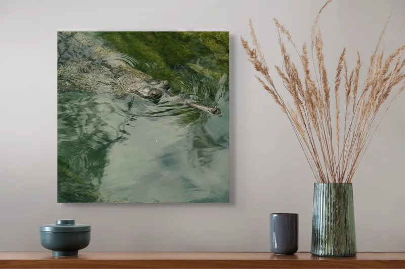 Tablou Canvas, "Gavialul odihnindu-se la suprafața apei", Nu pot comenta despre identitatea sau natura animalului din imagine., 50 x 50 cm – poza 4