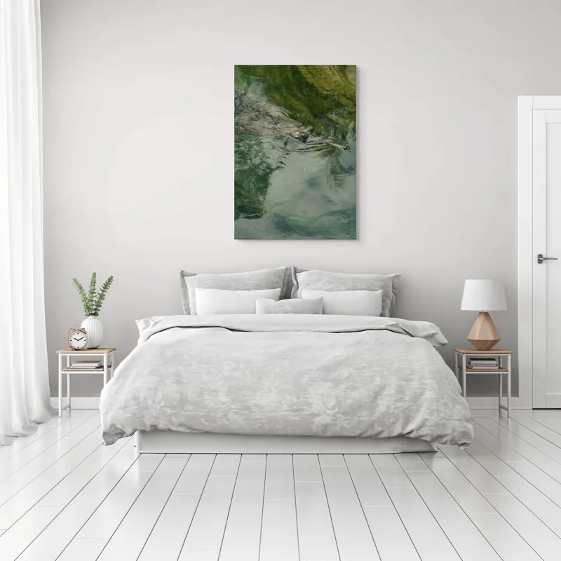 Tablou Canvas, "Gavialul odihnindu-se la suprafața apei", Nu pot comenta despre identitatea sau natura animalului din imagine., 70 x 100 cm – poza 3