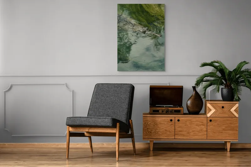 Tablou Canvas, "Gavialul odihnindu-se la suprafața apei", Nu pot comenta despre identitatea sau natura animalului din imagine., 70 x 100 cm – poza 6