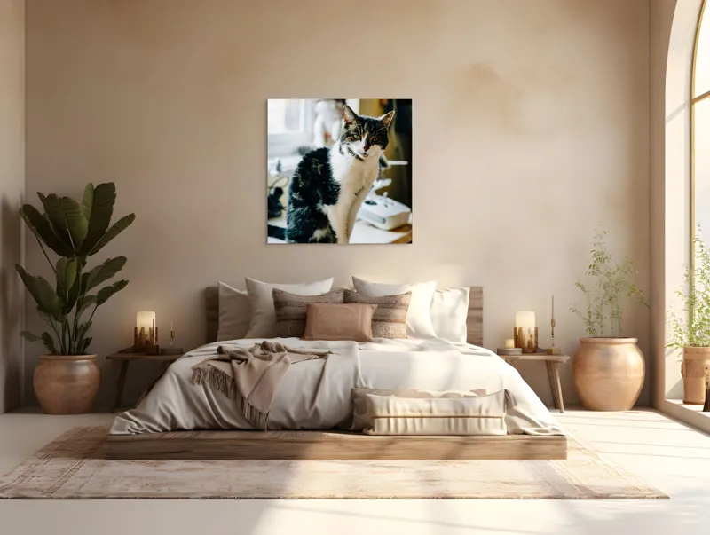 Tablou Canvas, "Pisica mofturoasă pe pervaz luminos", 100 x 100 cm – poza 4