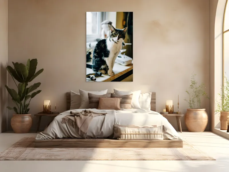 Tablou Canvas, "Pisica mofturoasă pe pervaz luminos", 100 x 150 cm – poza 3