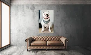 Tablou Canvas, "Bulldog fericit cu eșarfă albastră", 100 x 150 cm – poza 6