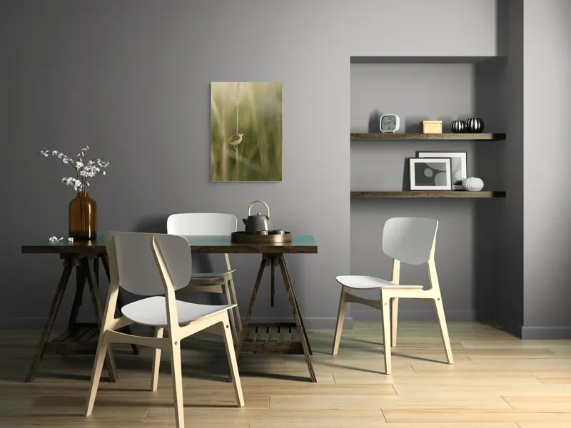 Tablou Canvas, "Pasărea singuratică pe firul vieții", Păsărică, Delicatețe, Natură, Iarbă, Tranquilitate, Nepăsare, Simplitate, Verdeață, Grație, Echilibru, 50 x 70 cm – poza 5