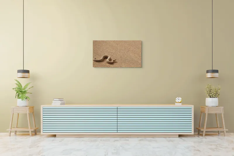 Tablou Canvas, "Șarpe ascuns în nisipul deșertului", Șarpe, Nisip, Deșert, Culoare, Textură, Sinuos, Natural, Peisaj, 90 x 50 cm – poza 5
