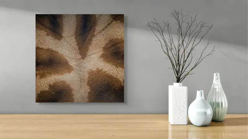 Tablou Canvas, "Model de blană fascinantă a girafei", Piele, Pattern, Maro, Giraffe, Textură, 50 x 50 cm – poza 3