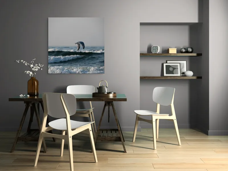 Tablou Canvas, "Pescăruș deasupra valurilor mării", Pescăruș, Valuri, Cer, Apă, Zbor, Mare, Libertate, Liniște, 100 x 100 cm – poza 6