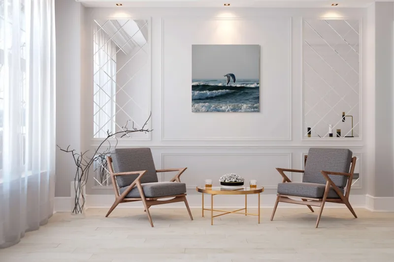Tablou Canvas, "Pescăruș deasupra valurilor mării", Pescăruș, Valuri, Cer, Apă, Zbor, Mare, Libertate, Liniște, 100 x 100 cm – poza 7