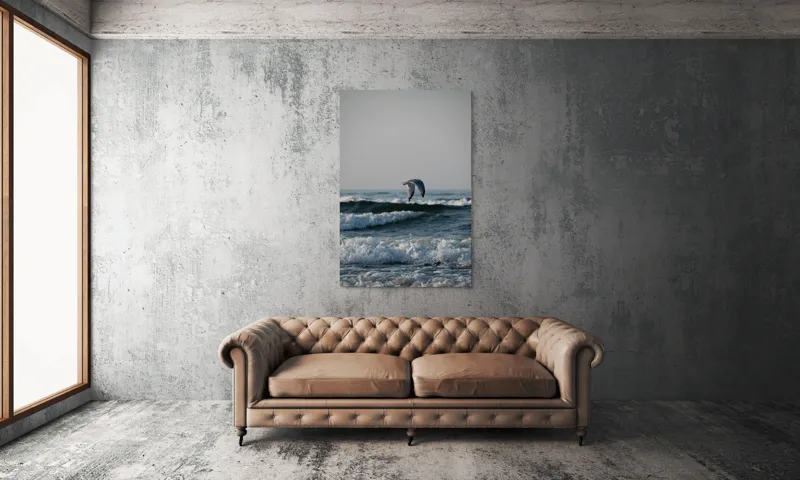 Tablou Canvas, "Pescăruș deasupra valurilor mării", Pescăruș, Valuri, Cer, Apă, Zbor, Mare, Libertate, Liniște, 100 x 150 cm – poza 6