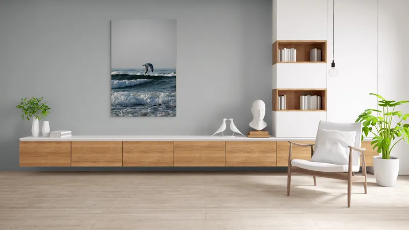 Tablou Canvas, "Pescăruș deasupra valurilor mării", Pescăruș, Valuri, Cer, Apă, Zbor, Mare, Libertate, Liniște, 100 x 150 cm – poza 8