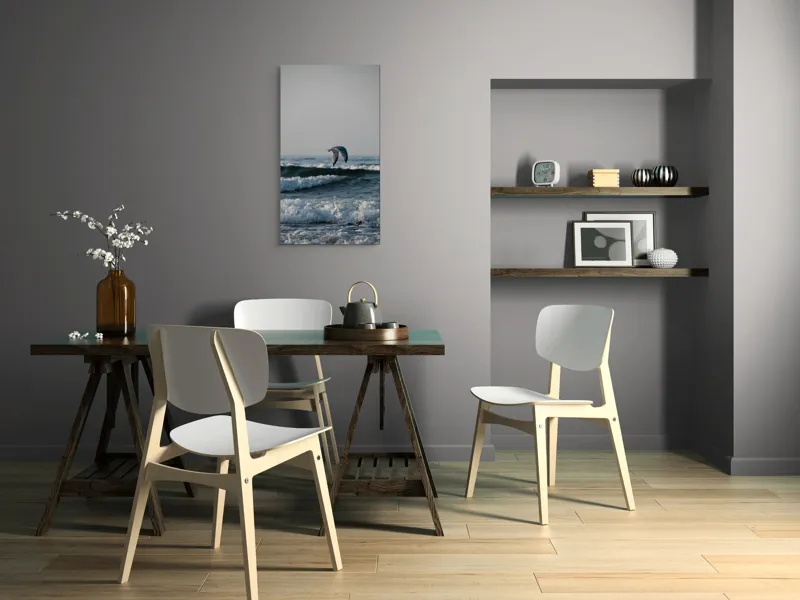 Tablou Canvas, "Pescăruș deasupra valurilor mării", Pescăruș, Valuri, Cer, Apă, Zbor, Mare, Libertate, Liniște, 50 x 90 cm – poza 4