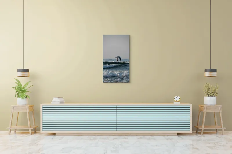 Tablou Canvas, "Pescăruș deasupra valurilor mării", Pescăruș, Valuri, Cer, Apă, Zbor, Mare, Libertate, Liniște, 50 x 90 cm – poza 6