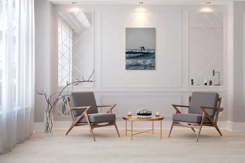 Tablou Canvas, "Pescăruș deasupra valurilor mării", Pescăruș, Valuri, Cer, Apă, Zbor, Mare, Libertate, Liniște, 70 x 100 cm – poza 8