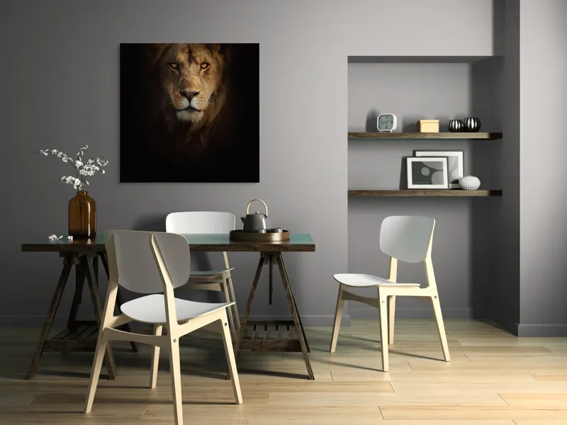 Tablou Canvas, "Regele întunericului îmblânzind privirea", Majestic, Regal, Intense, Powerful, Mysterious, 100 x 100 cm – poza 6