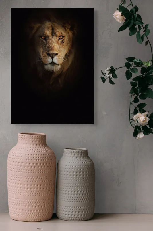Tablou Canvas, "Regele întunericului îmblânzind privirea", Majestic, Regal, Intense, Powerful, Mysterious, 39 x 54 cm – poza 6