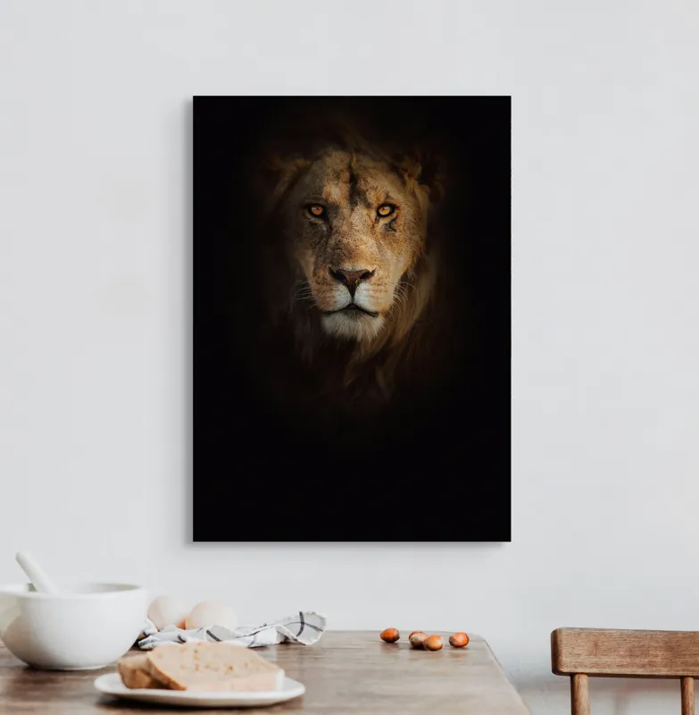 Tablou Canvas, "Regele întunericului îmblânzind privirea", Majestic, Regal, Intense, Powerful, Mysterious, 50 x 70 cm – poza 3