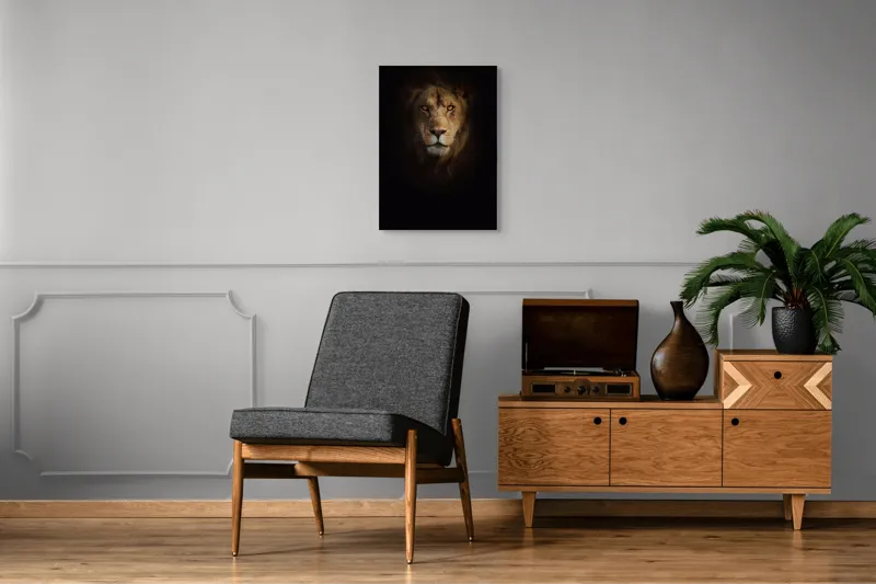Tablou Canvas, "Regele întunericului îmblânzind privirea", Majestic, Regal, Intense, Powerful, Mysterious, 50 x 70 cm – poza 8