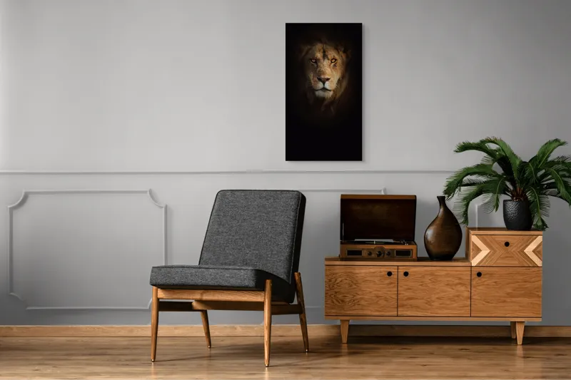 Tablou Canvas, "Regele întunericului îmblânzind privirea", Majestic, Regal, Intense, Powerful, Mysterious, 50 x 90 cm – poza 8