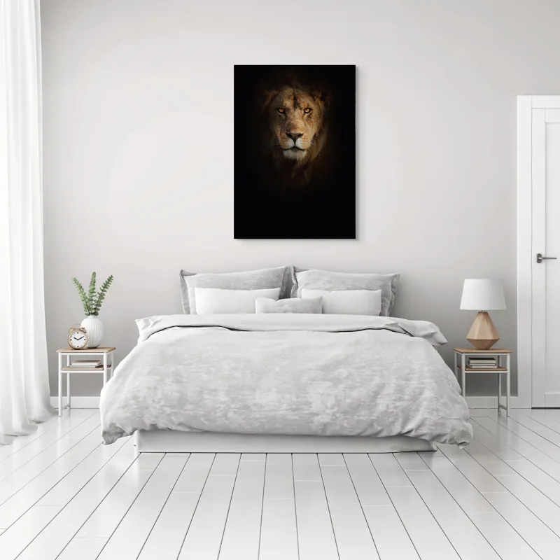 Tablou Canvas, "Regele întunericului îmblânzind privirea", Majestic, Regal, Intense, Powerful, Mysterious, 70 x 100 cm – poza 3