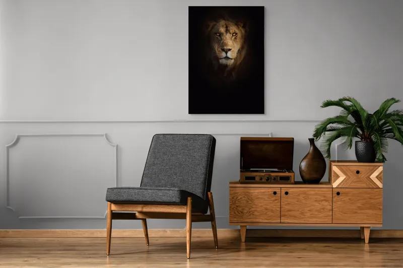 Tablou Canvas, "Regele întunericului îmblânzind privirea", Majestic, Regal, Intense, Powerful, Mysterious, 70 x 100 cm – poza 6