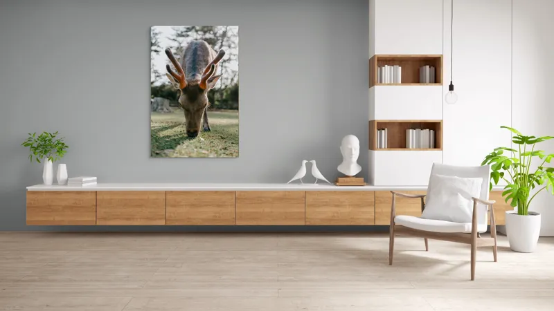 Tablou Canvas, "Cerbul în lumina dimineții de toamnă", Nu știu cine este în imagine., 100 x 150 cm – poza 8