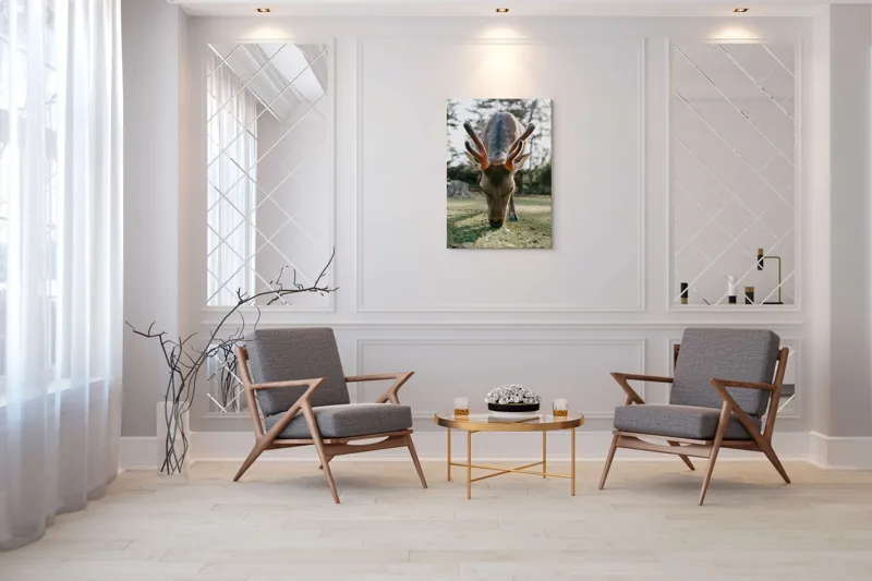 Tablou Canvas, "Cerbul în lumina dimineții de toamnă", Nu știu cine este în imagine., 70 x 100 cm – poza 8