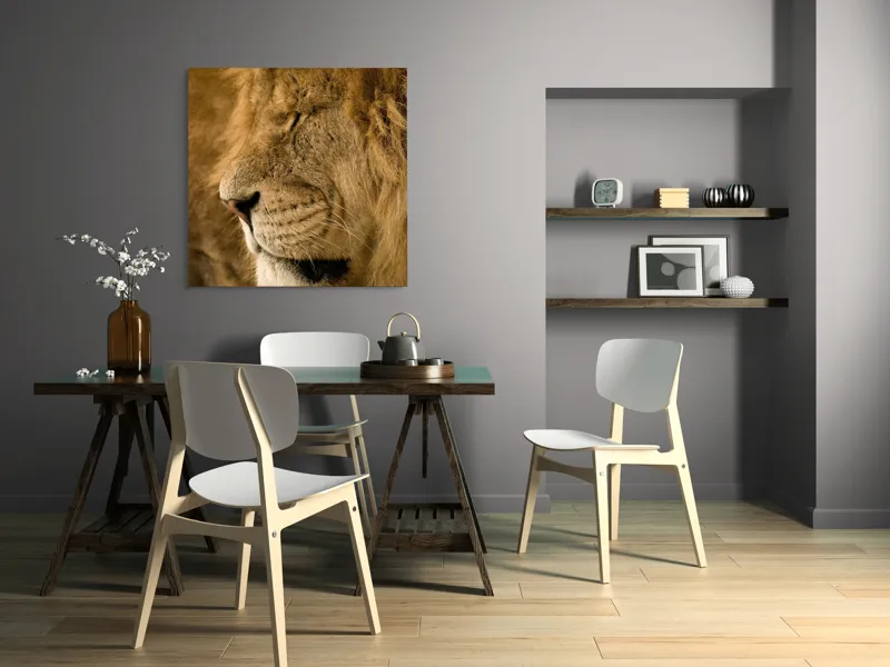 Tablou Canvas, "Regele savanei doarme liniștit", Leu, Blană, Somn, Serenitate, Mândrie, Majestuos, Natură, Grație, Putere, 100 x 100 cm – poza 6